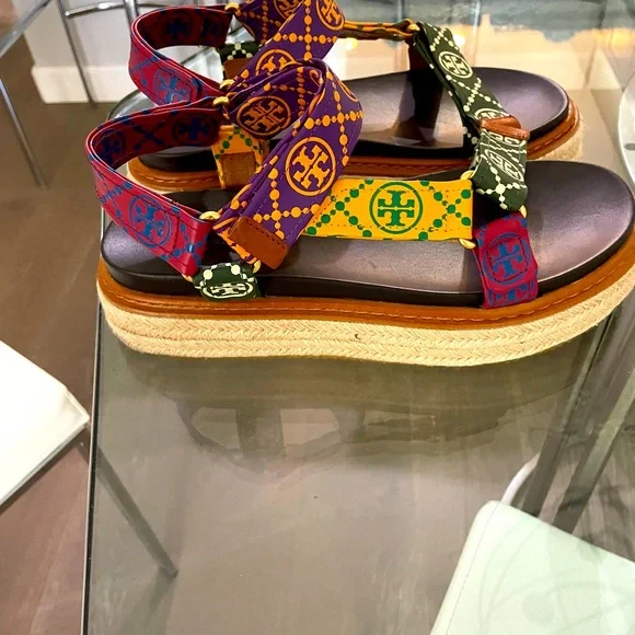 Tory Burch Purple, Yellow, and Green Sandals - Picture 2 of 6
